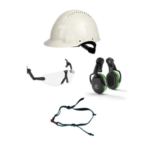 3M G3000 Skyddshjälm Kit – med V9 Skyddsglasögon, Hellberg Secure 1C Hörselkåpor & 3-punkts Hakband