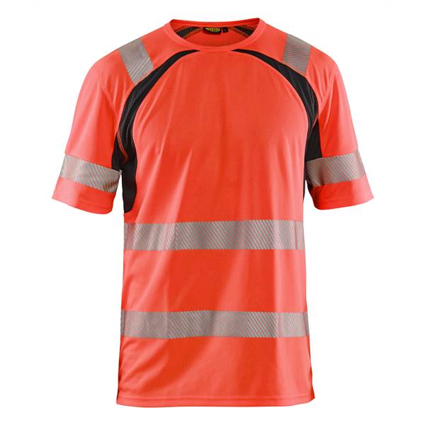 UV-skyddad varsel t-shirt  class 2 Röd/svart 