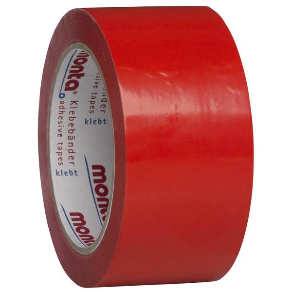 Packtejp vinyl (PVC) 50mm x 66m, röd handrulle
